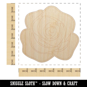 Rose Flower Solid Unfinished Wood Shape Piece Cutout for DIY Craft Projects