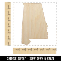 Alabama State Silhouette Unfinished Wood Shape Piece Cutout for DIY Craft Projects