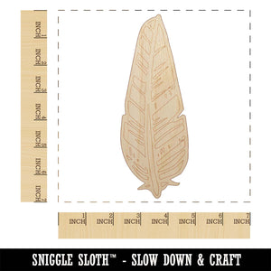 Hand Drawn Artsy Feather Unfinished Wood Shape Piece Cutout for DIY Craft Projects