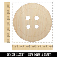 Hand Drawn Button Four Holes Sew Sewing Unfinished Wood Shape Piece Cutout for DIY Craft Projects
