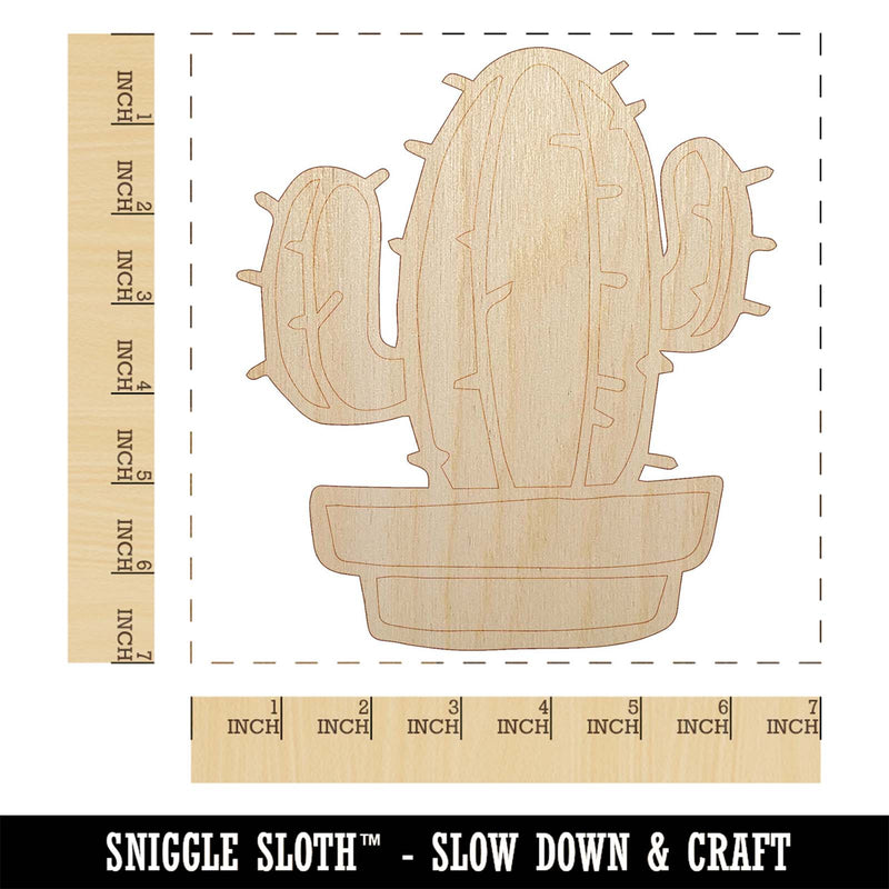 Hand Drawn Cactus Doodle Unfinished Wood Shape Piece Cutout for DIY Craft Projects