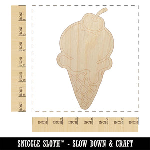 Hand Drawn Cute Ice Cream Cone Doodle Unfinished Wood Shape Piece Cutout for DIY Craft Projects