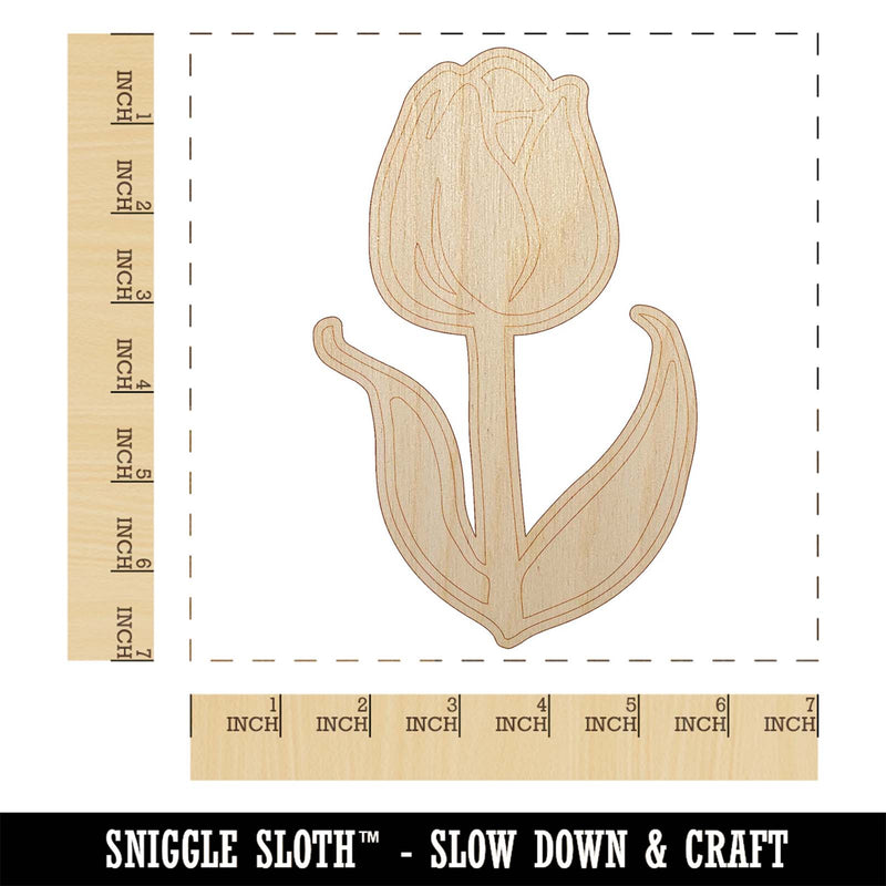 Hand Drawn Tulip Flower Doodle Unfinished Wood Shape Piece Cutout for DIY Craft Projects