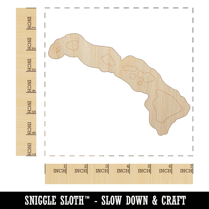 Hawaii State Silhouette Unfinished Wood Shape Piece Cutout for DIY Craft Projects