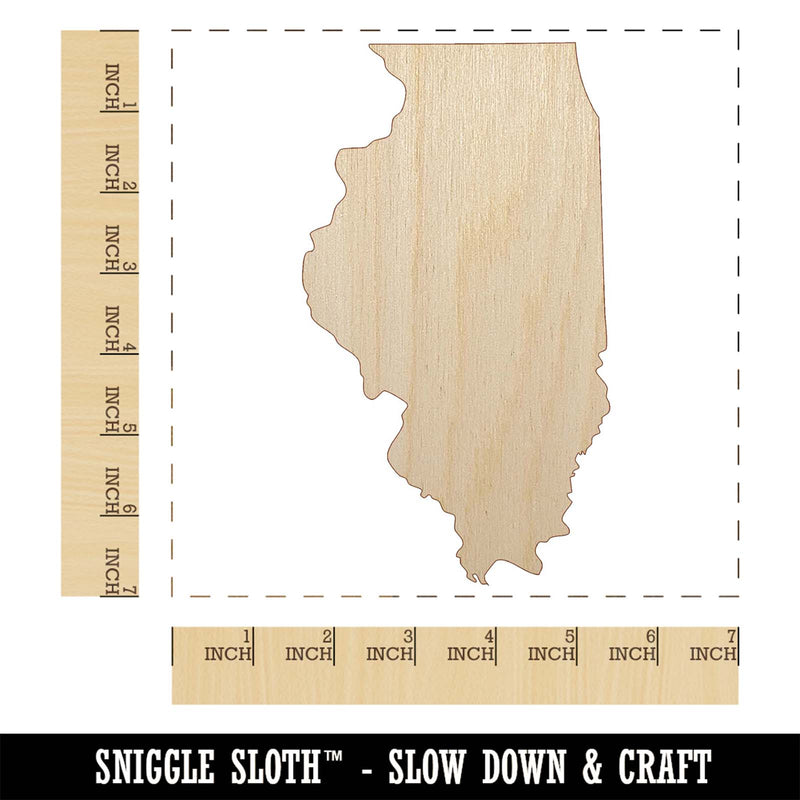 Illinois State Silhouette Unfinished Wood Shape Piece Cutout for DIY Craft Projects