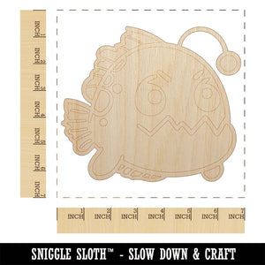 Kawaii Anglerfish Unfinished Wood Shape Piece Cutout for DIY Craft Projects