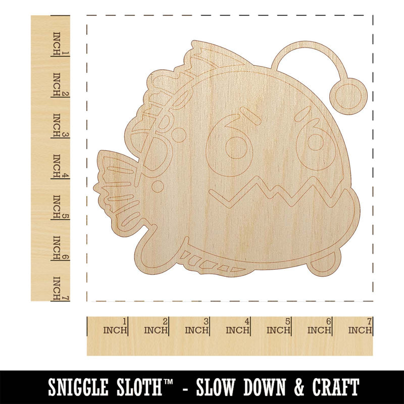 Kawaii Anglerfish Unfinished Wood Shape Piece Cutout for DIY Craft Projects