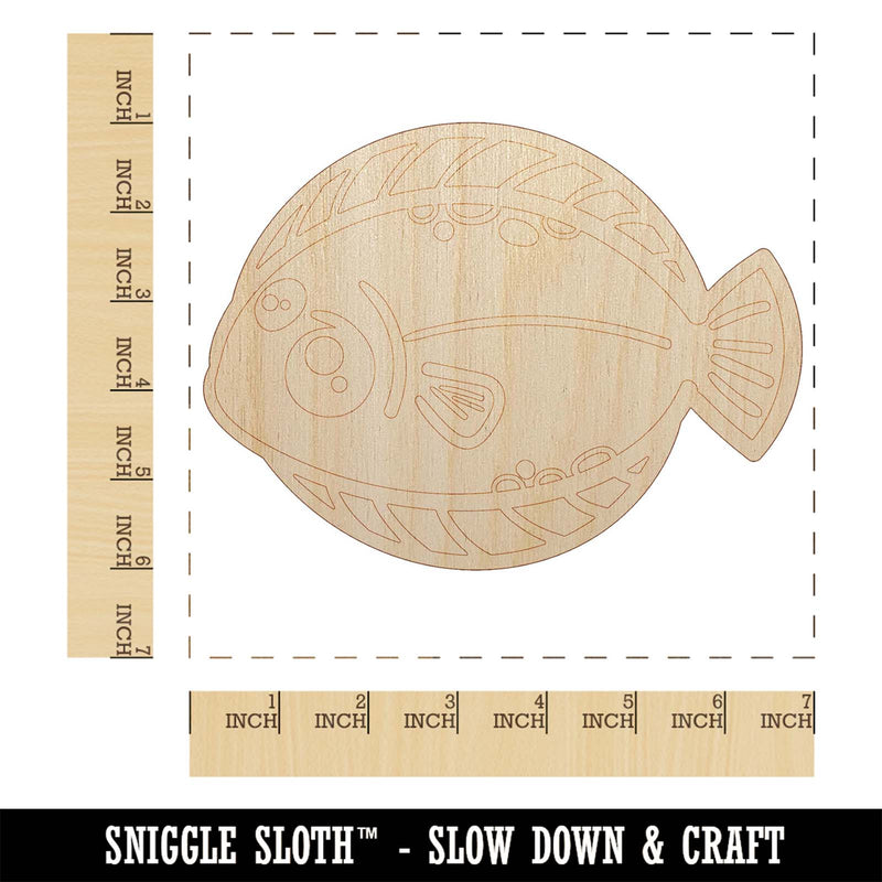 Kawaii Dab Fish Unfinished Wood Shape Piece Cutout for DIY Craft Projects