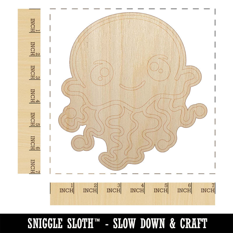 Kawaii Jellyfish Unfinished Wood Shape Piece Cutout for DIY Craft Projects