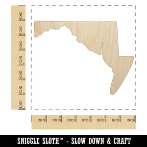 Maryland State Silhouette Unfinished Wood Shape Piece Cutout for DIY Craft Projects