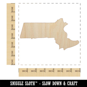 Massachusetts State Silhouette Unfinished Wood Shape Piece Cutout for DIY Craft Projects