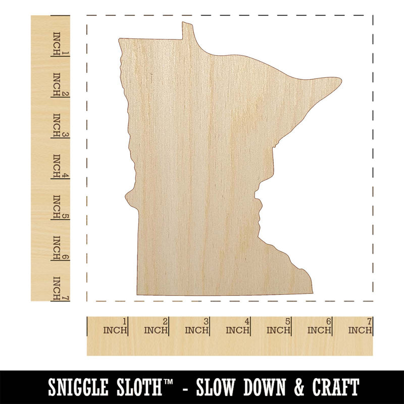 Minnesota State Silhouette Unfinished Wood Shape Piece Cutout for DIY Craft Projects