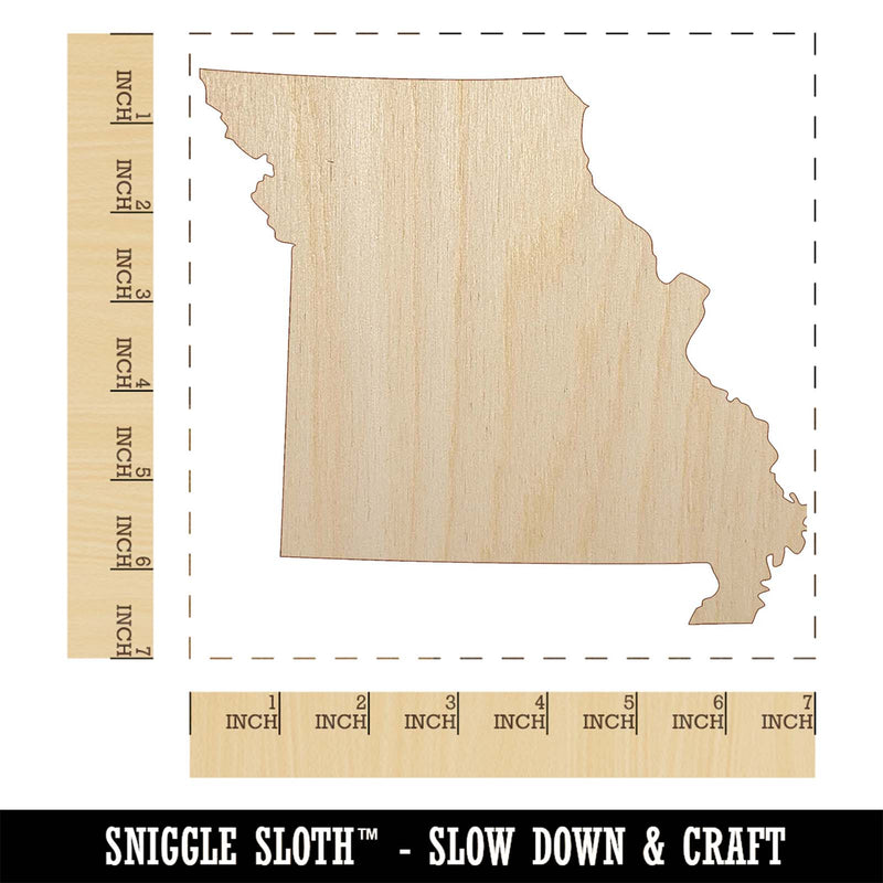 Missouri State Silhouette Unfinished Wood Shape Piece Cutout for DIY Craft Projects