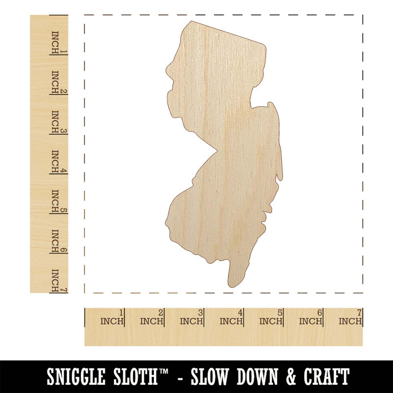 New Jersey State Silhouette Unfinished Wood Shape Piece Cutout for DIY Craft Projects