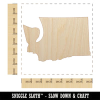 Washington State Silhouette Unfinished Wood Shape Piece Cutout for DIY Craft Projects