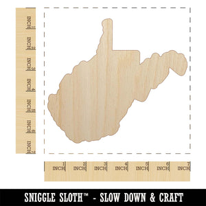 West Virginia State Silhouette Unfinished Wood Shape Piece Cutout for DIY Craft Projects