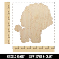 Cute and Fluffy Poodle Dog Unfinished Wood Shape Piece Cutout for DIY Craft Projects