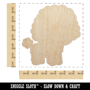 Cute and Fluffy Poodle Dog Unfinished Wood Shape Piece Cutout for DIY Craft Projects