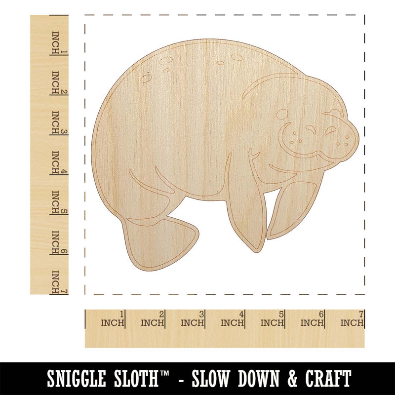 Cute Chubby Manatee Unfinished Wood Shape Piece Cutout for DIY Craft Projects