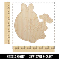 Cute Kawaii Bunny Rabbit Eating a Carrot for Lunch Unfinished Wood Shape Piece Cutout for DIY Craft Projects