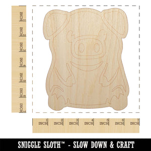 Cute Little Pig Sitting Unfinished Wood Shape Piece Cutout for DIY Craft Projects