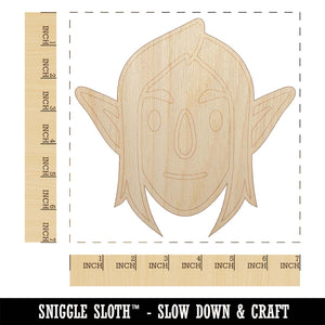 Elf Male Character Face Unfinished Wood Shape Piece Cutout for DIY Craft Projects