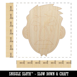 Human Male Character Face Unfinished Wood Shape Piece Cutout for DIY Craft Projects