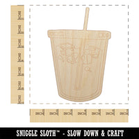 Iced Coffee Drink Unfinished Wood Shape Piece Cutout for DIY Craft Projects