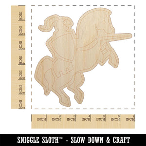 Jousting Knight with Lance on Horse Unfinished Wood Shape Piece Cutout for DIY Craft Projects