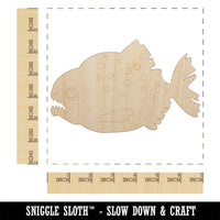 Toothy Piranha Fish Unfinished Wood Shape Piece Cutout for DIY Craft Projects