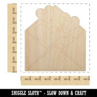Envelope Full of Hearts Love Valentine's Day Unfinished Wood Shape Piece Cutout for DIY Craft Projects