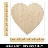 Love Script in Heart Unfinished Wood Shape Piece Cutout for DIY Craft Projects