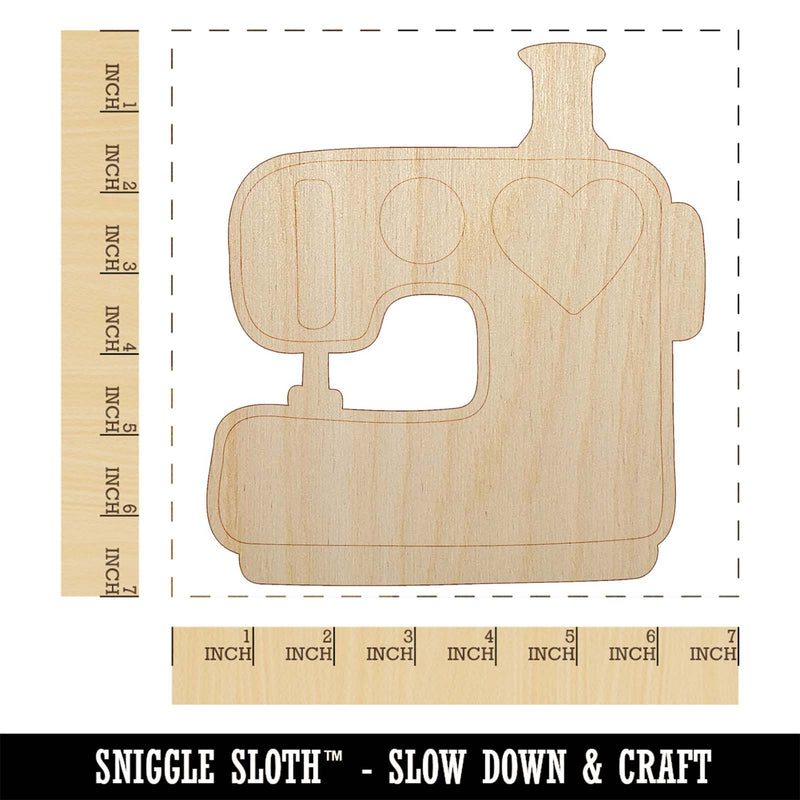 Sewing Machine with Heart Unfinished Wood Shape Piece Cutout for DIY Craft Projects