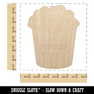 Big Bucket of Popcorn Movie Theater Unfinished Wood Shape Piece Cutout for DIY Craft Projects