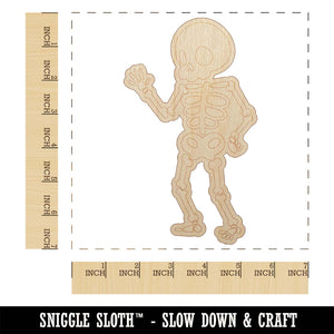 Cute Skeleton Waving Unfinished Wood Shape Piece Cutout for DIY Craft Projects