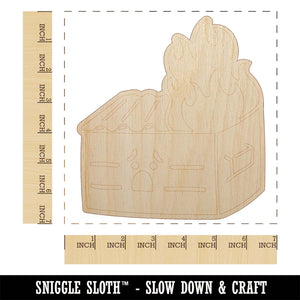 Sad Dumpster Fire Unfinished Wood Shape Piece Cutout for DIY Craft Projects