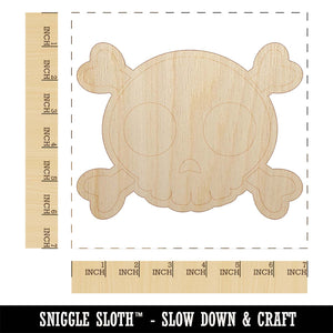 Cute Simple Skull and Crossbones Unfinished Wood Shape Piece Cutout for DIY Craft Projects