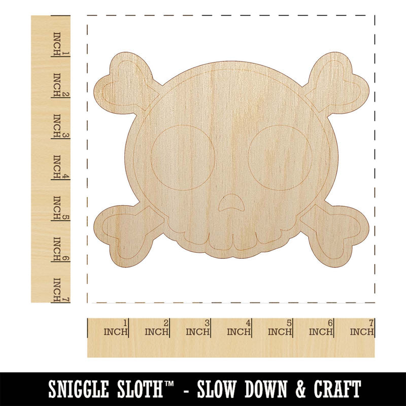 Cute Simple Skull and Crossbones Unfinished Wood Shape Piece Cutout for DIY Craft Projects