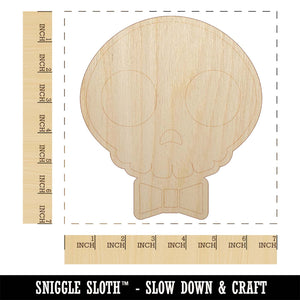 Dapper Skull with Bowtie Unfinished Wood Shape Piece Cutout for DIY Craft Projects