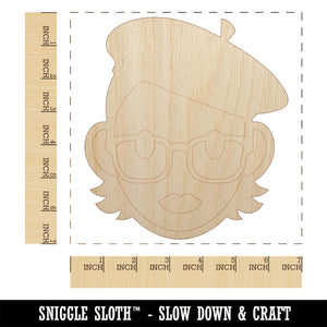 Artist Woman Icon Unfinished Wood Shape Piece Cutout for DIY Craft Projects