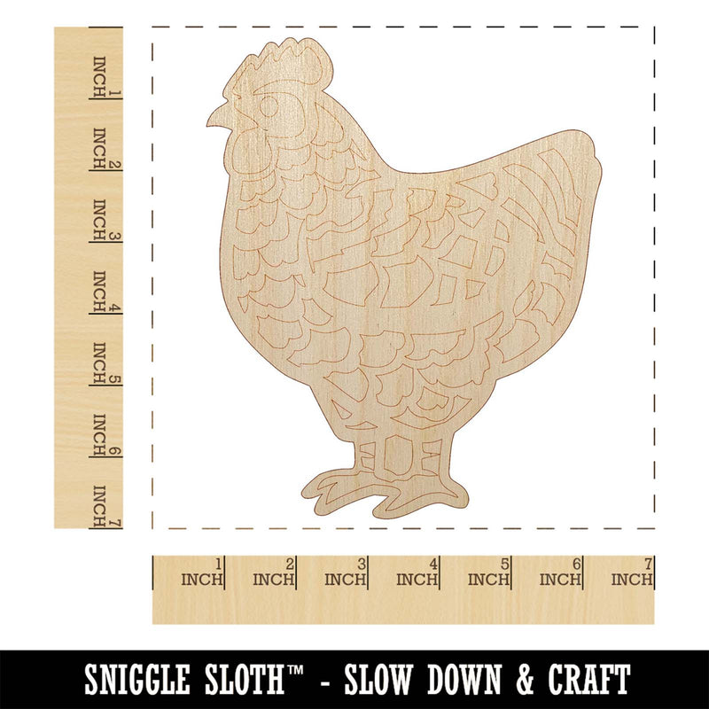 Barred Plymouth Rock Chicken Unfinished Wood Shape Piece Cutout for DIY Craft Projects