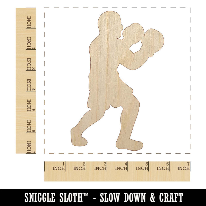 Boxer Boxing Fighting Pose Unfinished Wood Shape Piece Cutout for DIY Craft Projects