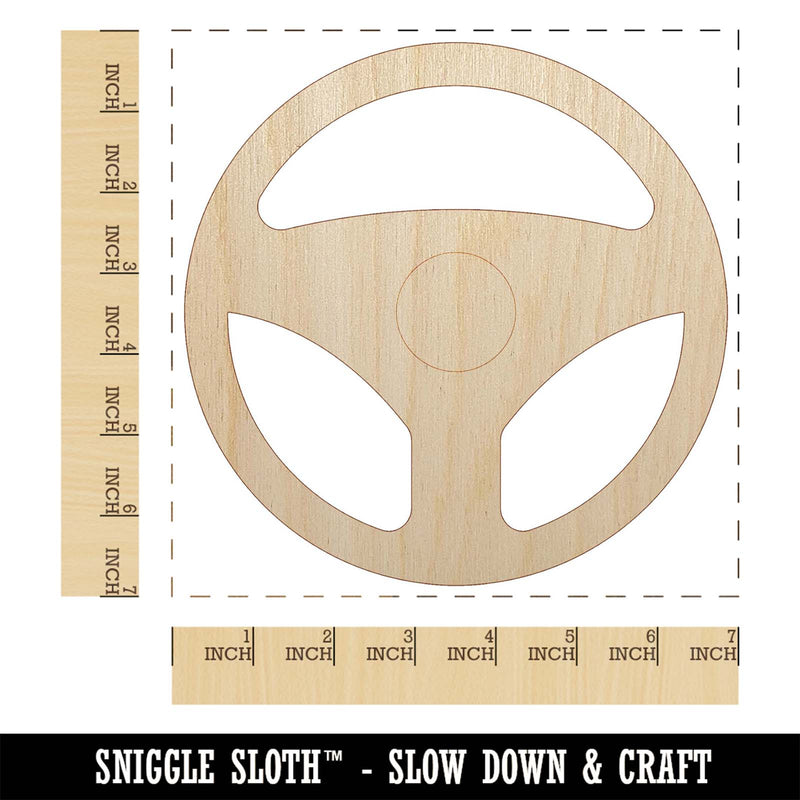 Car Steering Wheel for Driving Unfinished Wood Shape Piece Cutout for DIY Craft Projects