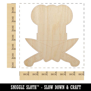 Chef Knife and Hat for Cooking Unfinished Wood Shape Piece Cutout for DIY Craft Projects