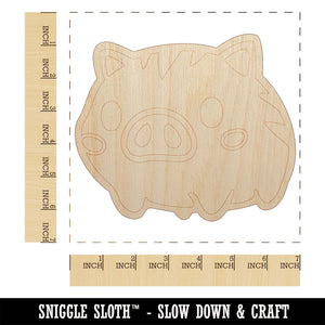 Fun Chibi Wild Boar Pig Swine Unfinished Wood Shape Piece Cutout for DIY Craft Projects