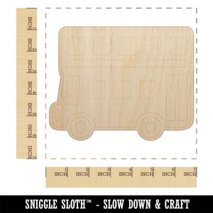 London Double Decker Bus Public Transportation Unfinished Wood Shape Piece Cutout for DIY Craft Projects