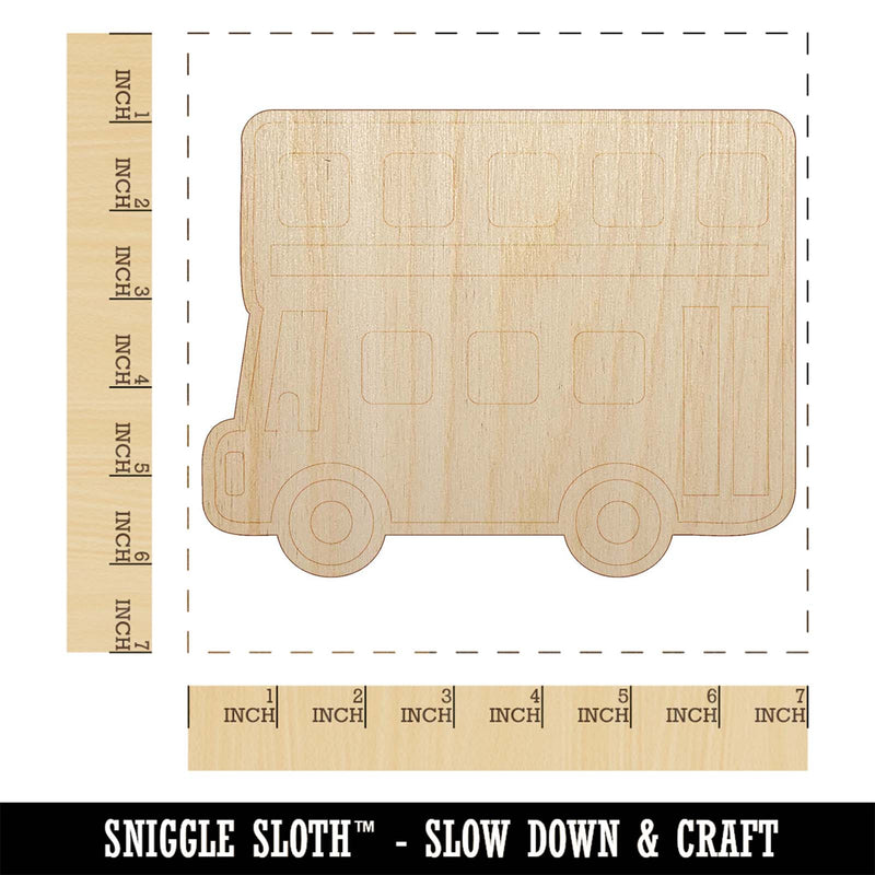 London Double Decker Bus Public Transportation Unfinished Wood Shape Piece Cutout for DIY Craft Projects