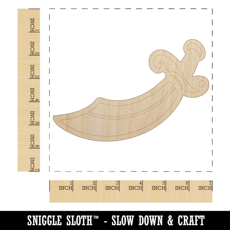 Scimitar Curved Pirate Sword Unfinished Wood Shape Piece Cutout for DIY Craft Projects