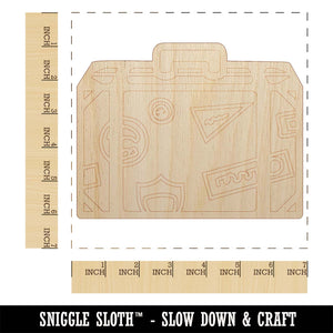 Travel Suitcase with Destination Stickers Unfinished Wood Shape Piece Cutout for DIY Craft Projects