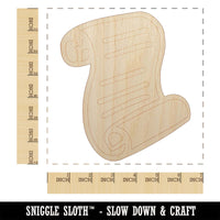 Unrolled Scroll of Parchment and Text Unfinished Wood Shape Piece Cutout for DIY Craft Projects